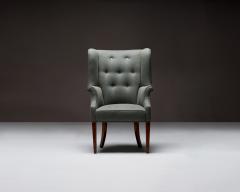 Mid Century Wingback Chair with Brass Buttons United States c 1950 - 4694902