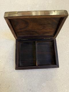 Mid Century Wood Box with Brass Inlays 1960s - 4518952