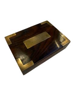Mid Century Wood Box with Brass Inlays 1960s - 4521684