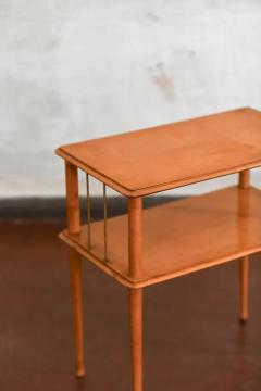 Mid Century Wooden Side Table With Brass Details And Double Shelf - 3707603