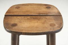 Mid Century Wooden Stool with Split Seat Europe ca 1950s - 2719154