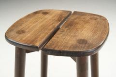 Mid Century Wooden Stool with Split Seat Europe ca 1950s - 2719155