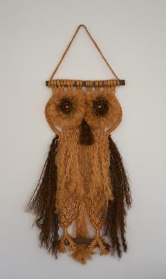 Mid Century Woven Jute Owl Form Wall Sculpture - 2464924