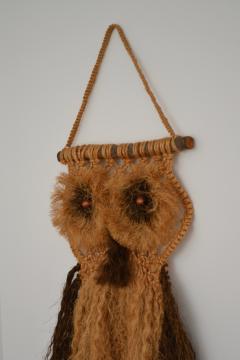 Mid Century Woven Jute Owl Form Wall Sculpture - 2464929