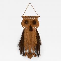Mid Century Woven Jute Owl Form Wall Sculpture - 2472860