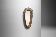 Mid Century Woven Rattan Mirror Europe ca 1950s - 2330969