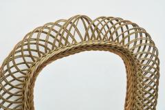 Mid Century Woven Rattan Mirror Europe ca 1950s - 2330970