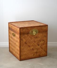 Mid Century Woven Rattan Side Table Chest - 2287697