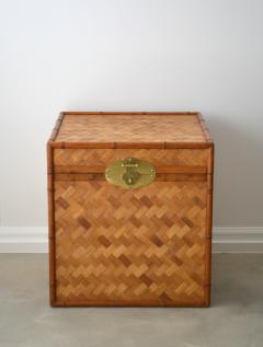Mid Century Woven Rattan Side Table Chest - 2287698