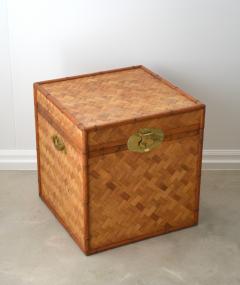Mid Century Woven Rattan Side Table Chest - 2287699