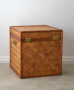 Mid Century Woven Rattan Side Table Chest - 2287701