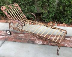 Mid Century Wrought Iron Outdoor Chaise Lounge Chair 1 of 2 Available - 1841302