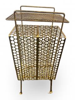 Mid Century brass mesh magazine rack telephone table - 4671221