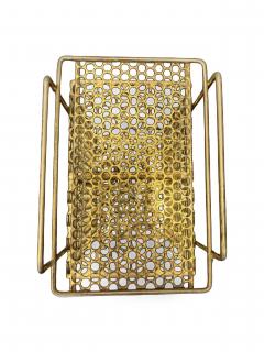 Mid Century brass mesh magazine rack telephone table - 4671222