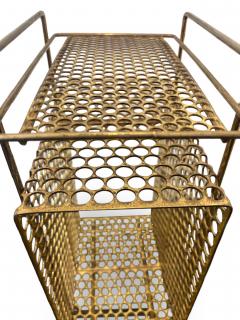 Mid Century brass mesh magazine rack telephone table - 4671224
