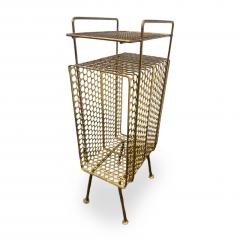 Mid Century brass mesh magazine rack telephone table - 4716898