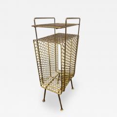 Mid Century brass mesh magazine rack telephone table - 4716916