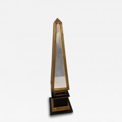 Mid Century ebonized and gold trim mirrored obelisk - 4720752
