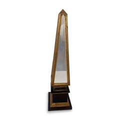 Mid Century ebonized and gold trim mirrored obelisk - 4720756