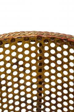 Mid Century gilt metal rope trim round waste paper basket with perforated frame - 4672561