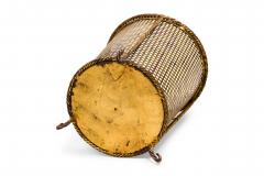 Mid Century gilt metal rope trim round waste paper basket with perforated frame - 4672562