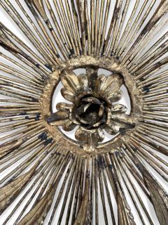 Mid Century gilt metal sunburst with spoke and wheat design - 4665500