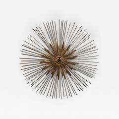 Mid Century gilt metal sunburst with spoke and wheat design - 4694597