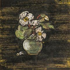 Mid Century pastel stll live of flowers in a vase - 4694680