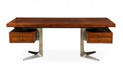 Mid Century rosewood Executive Desk with Stainless Steel Legs - 4631584