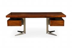 Mid Century rosewood Executive Desk with Stainless Steel Legs - 4631588