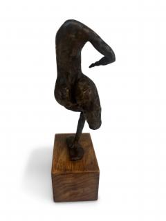 Mid Century small bronze contorting female nude on a wood base - 4672486