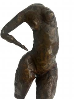 Mid Century small bronze contorting female nude on a wood base - 4672487