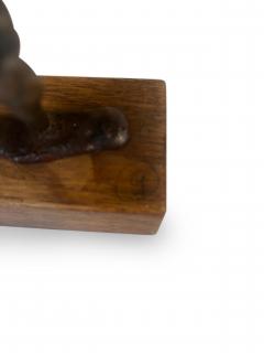 Mid Century small bronze contorting female nude on a wood base - 4672489