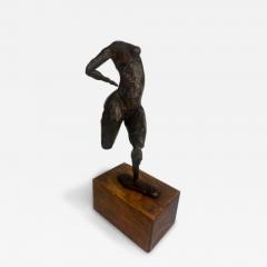 Mid Century small bronze contorting female nude on a wood base - 4717202