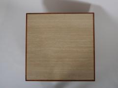 Mid Century travertine and walnut burr coffee table Italy c1970 - 4813716