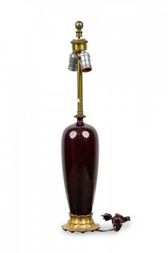 Mid Centuy Style Oxblood Glass and Brass Table Lamp - 4163118