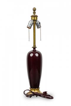 Mid Centuy Style Oxblood Glass and Brass Table Lamp - 4163120