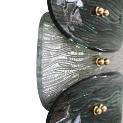 Mid Modern Style Green And White Murano Glass and Brass Italian Wall Sconces - 4510472