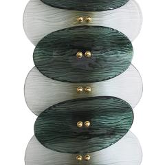 Mid Modern Style Green And White Murano Glass and Brass Italian Wall Sconces - 4510480