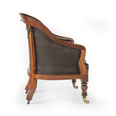 Mid Victorian mahogany shaped Berjere library chair - 4175476