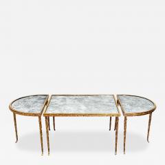 Mid century Bagu s Bronze Dor Palmier Tripartite Coffee Table Circa 1950 - 4648054