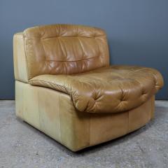 Mid century Cognac Leather Patchwork Lounge Chair - 2539230