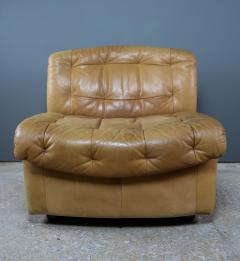 Mid century Cognac Leather Patchwork Lounge Chair - 2539233