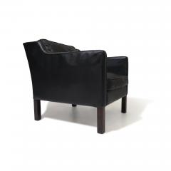 Mid century Danish Black Leather Lounge Chair in Manner of Borge Mogensen - 3393247