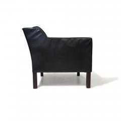 Mid century Danish Black Leather Lounge Chair in Manner of Borge Mogensen - 3393248