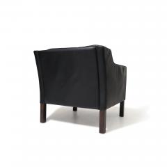 Mid century Danish Black Leather Lounge Chair in Manner of Borge Mogensen - 3393249
