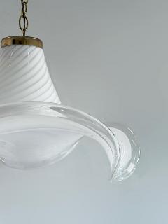 Mid century Hand Blown Swirled Murano Glass Pendant Chandelier - 4372034