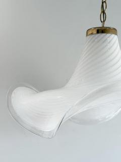 Mid century Hand Blown Swirled Murano Glass Pendant Chandelier - 4372036