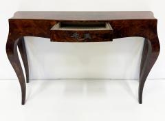 Mid century Italian Burl Olivewood Console Table with Drawer - 4228256