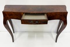 Mid century Italian Burl Olivewood Console Table with Drawer - 4228259